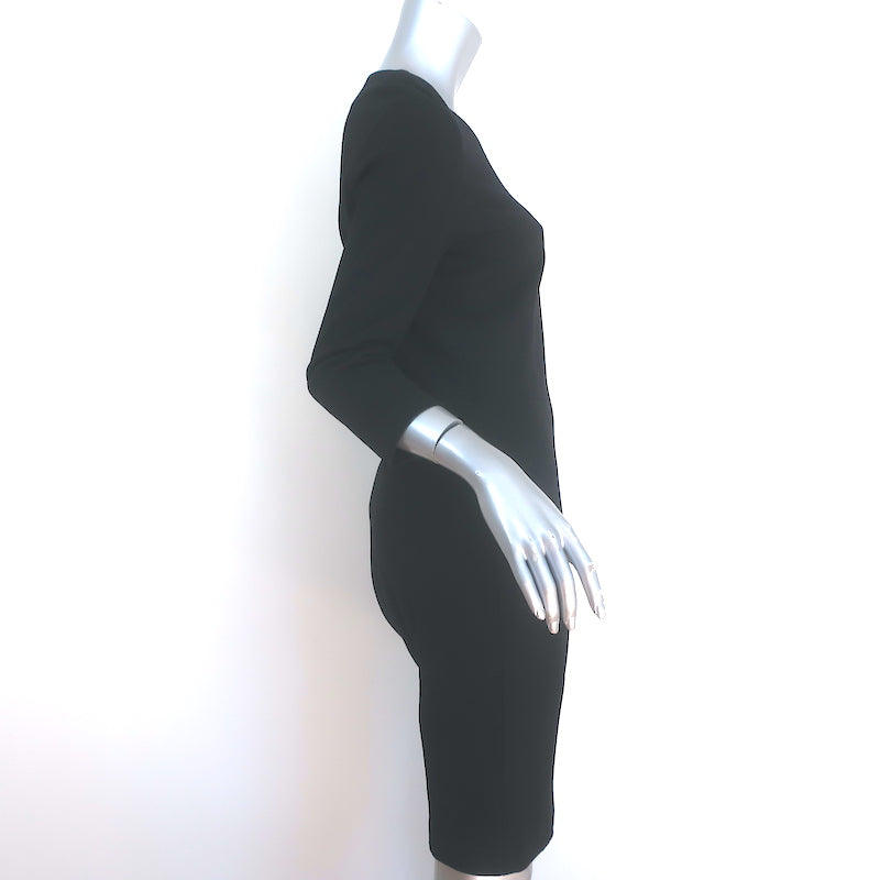 Peserico 3/4 Sleeve Sheath Dress Black Stretch Jersey Size 44 NEW
