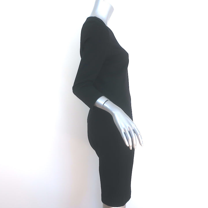 Peserico 3/4 Sleeve Sheath Dress Black Stretch Jersey Size 44 NEW