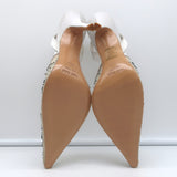 Badgley Mischka Embellished Mesh Slingback Pumps Light Gray Satin Size 38.5 NEW