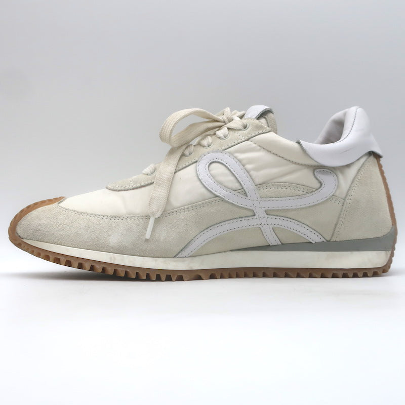 Loewe Flow Runner Sneakers Off-White Suede &amp; White Nylon Size 40