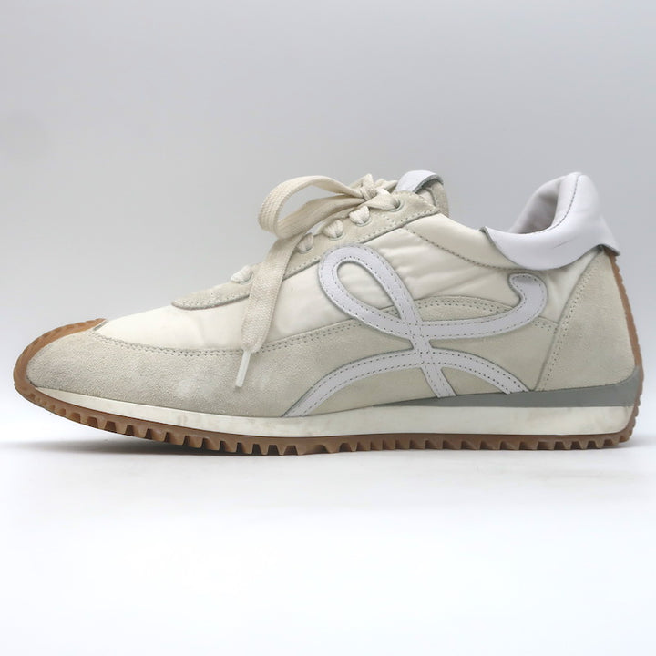 Loewe Flow Runner Sneakers Off-White Suede &amp; White Nylon Size 40