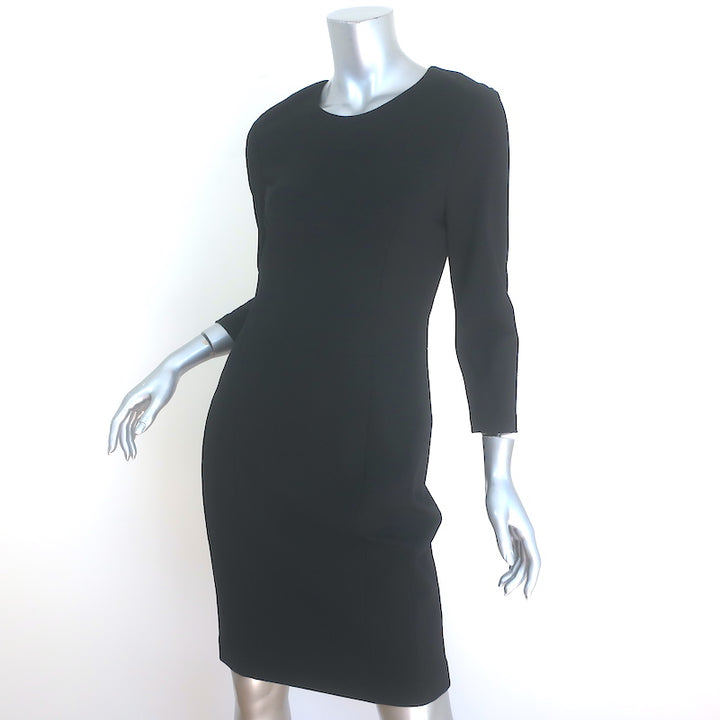 Peserico 3/4 Sleeve Sheath Dress Black Stretch Jersey Size 44 NEW