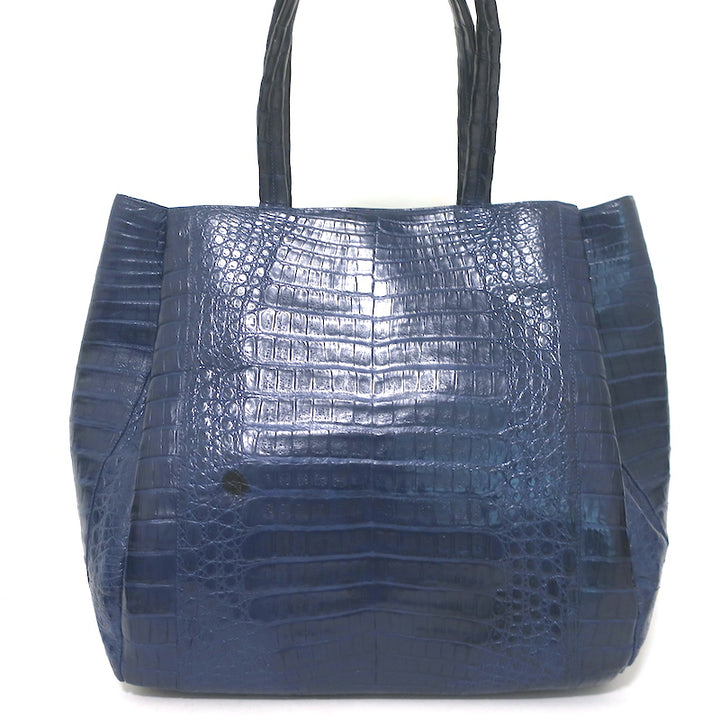 Nancy Gonzalez Crocodile Large Shoulder Bag Tote Navy