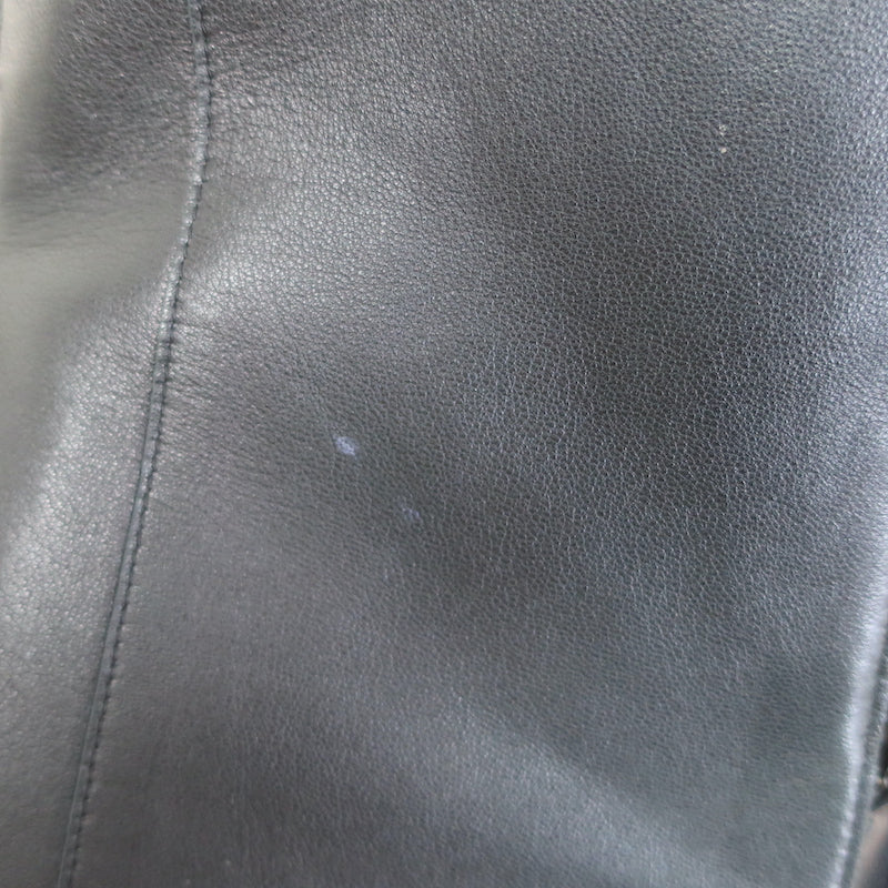 Akris Pleated Leather Zip-Up Jacket Very Dark Teal Size US 10