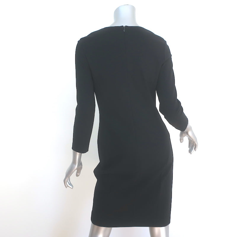 Peserico 3/4 Sleeve Sheath Dress Black Stretch Jersey Size 44 NEW