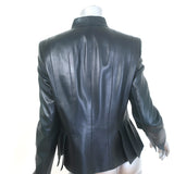 Akris Pleated Leather Zip-Up Jacket Very Dark Teal Size US 10