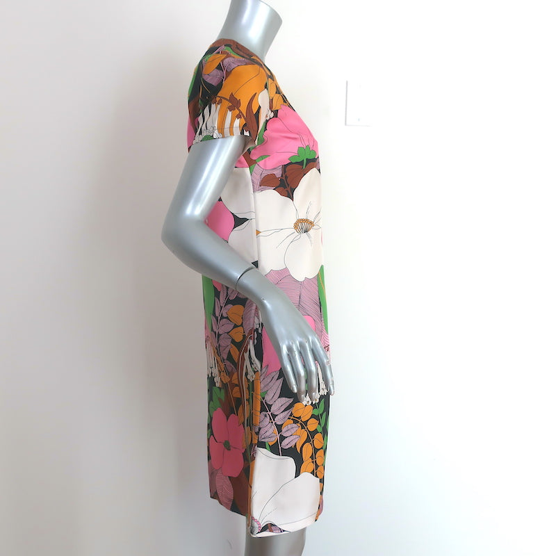 La DoubleJ Mini Swing Dress Big Flower Print Silk Twill Size Extra Small