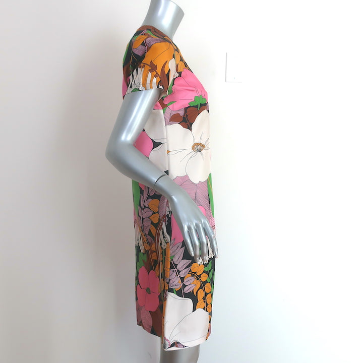 La DoubleJ Mini Swing Dress Big Flower Print Silk Twill Size Extra Small