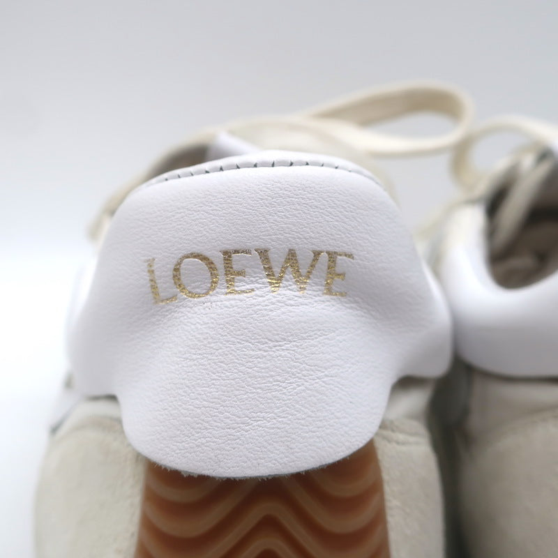 Loewe Flow Runner Sneakers Off-White Suede &amp; White Nylon Size 40