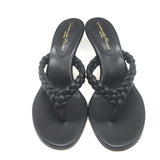 Gianvito Rossi Tropea 70 Braided Thong Sandals Black Leather Size 36.5