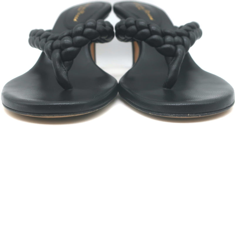 Gianvito Rossi Tropea 70 Braided Thong Sandals Black Leather Size 36.5
