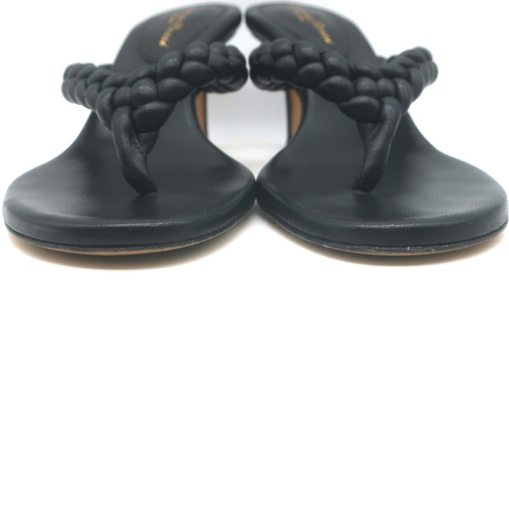 Gianvito Rossi Tropea 70 Braided Thong Sandals Black Leather Size 36.5