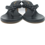 Gianvito Rossi Tropea 70 Braided Thong Sandals Black Leather Size 36.5