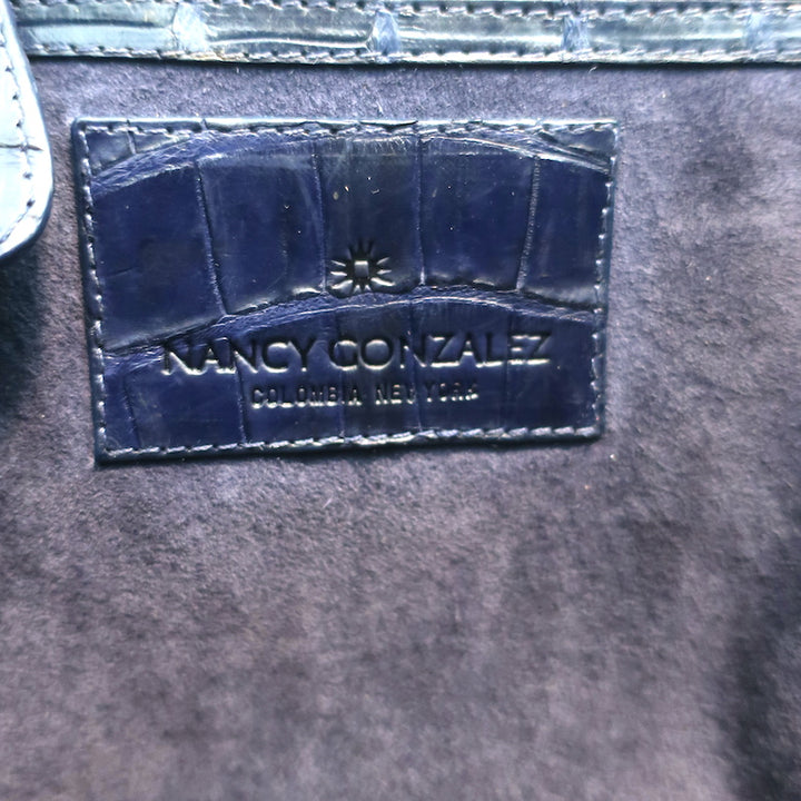 Nancy Gonzalez Crocodile Large Shoulder Bag Tote Navy
