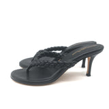Gianvito Rossi Tropea 70 Braided Thong Sandals Black Leather Size 36.5