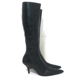 The Row Sling Knee High Boots Black Leather Size 36.5 Pointed Toe Low Heel