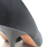 Celine V-cut pumps in black satin, pointed-toe heels, authentic pre-owned EU 40