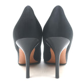 Celine V-cut pointed-toe pumps in black satin, size 40 — authentic pre-owned designer heels with subtle wear.