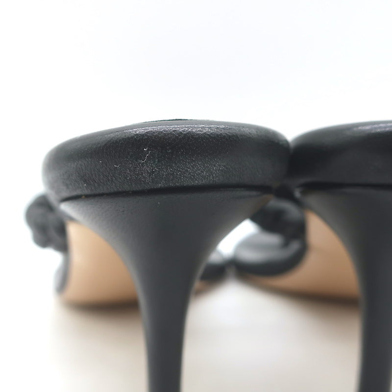 Gianvito Rossi Tropea 70 Braided Thong Sandals Black Leather Size 36.5