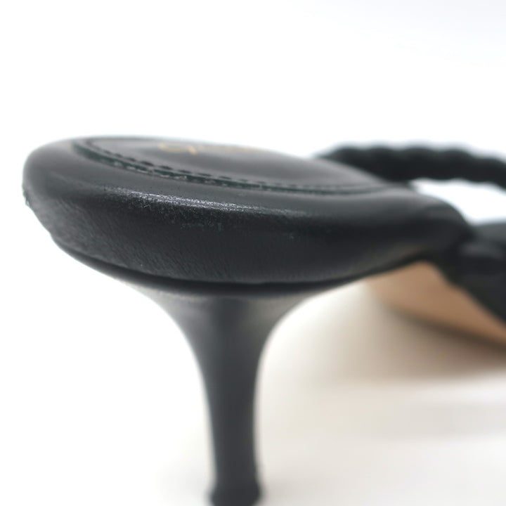 Gianvito Rossi Tropea 70 Braided Thong Sandals Black Leather Size 36.5