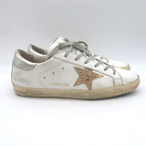 Golden Goose Superstar Glitter Star Sneakers White Leather Size 40