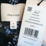 Cinq a Sept Halette Tie-Waist Ruffle Dress Charcoal Floral Print Size 6 NEW