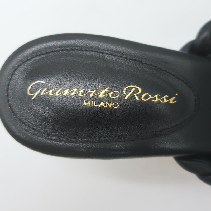 Gianvito Rossi Tropea 70 Braided Thong Sandals Black Leather Size 36.5