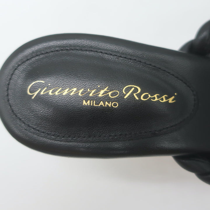 Gianvito Rossi Tropea 70 Braided Thong Sandals Black Leather Size 36.5