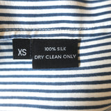 Jenni Kayne Striped Silk Shirt Navy/White Size Extra Small Long Sleeve Top