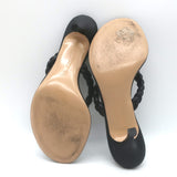 Gianvito Rossi Tropea 70 Braided Thong Sandals Black Leather Size 36.5