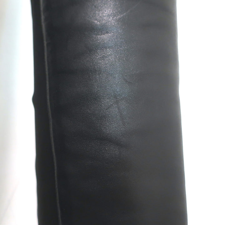 Stuart Weitzman 5050 over-the-knee black leather boots, authentic pre-owned, US 9, gently worn luxury
