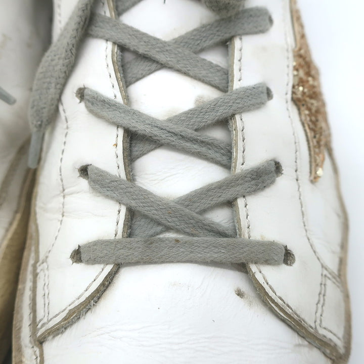 Golden Goose Superstar Glitter Star Sneakers White Leather Size 40