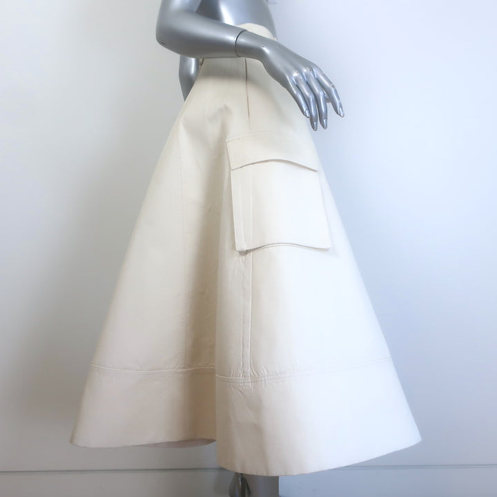 Toccin Shiloh A-Line Cargo Midi Skirt Ecru Cotton Size 0