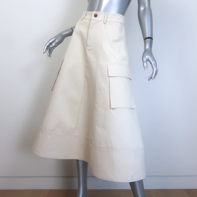 Toccin Shiloh A-Line Cargo Midi Skirt Ecru Cotton Size 0