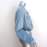 R13 Crossover Utility Bubble Shirt Vintage Blue Chambray Cotton Size Extra Small