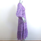 Ulla Johnson Tiered Midi Dress Joan Lilac Floral Print Cotton-Silk Size 2