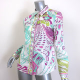 Emilio Pucci Printed Button Down Shirt White/Multi Size US 10 Long Sleeve Top