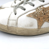 Golden Goose Superstar Glitter Star Sneakers White Leather Size 40