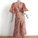 Zimmermann Concert Belted Jumpsuit Multicolor Paisley Print Linen Size 1