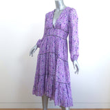 Ulla Johnson Tiered Midi Dress Joan Lilac Floral Print Cotton-Silk Size 2