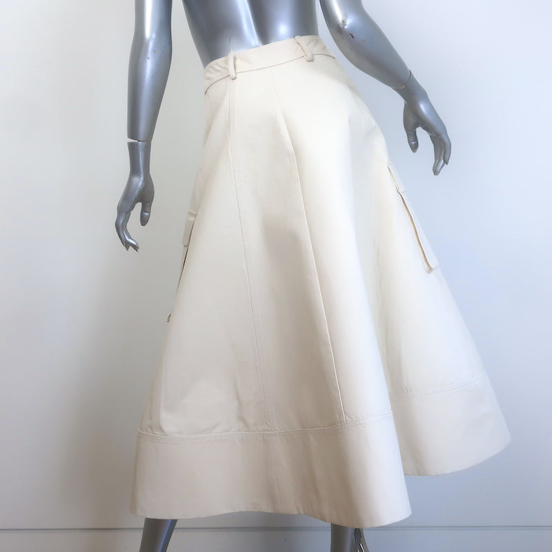 Toccin Shiloh A-Line Cargo Midi Skirt Ecru Cotton Size 0
