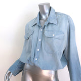 R13 Crossover Utility Bubble Shirt Vintage Blue Chambray Cotton Size Extra Small