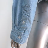 R13 Crossover Utility Bubble Shirt Vintage Blue Chambray Cotton Size Extra Small