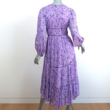 Ulla Johnson Tiered Midi Dress Joan Lilac Floral Print Cotton-Silk Size 2