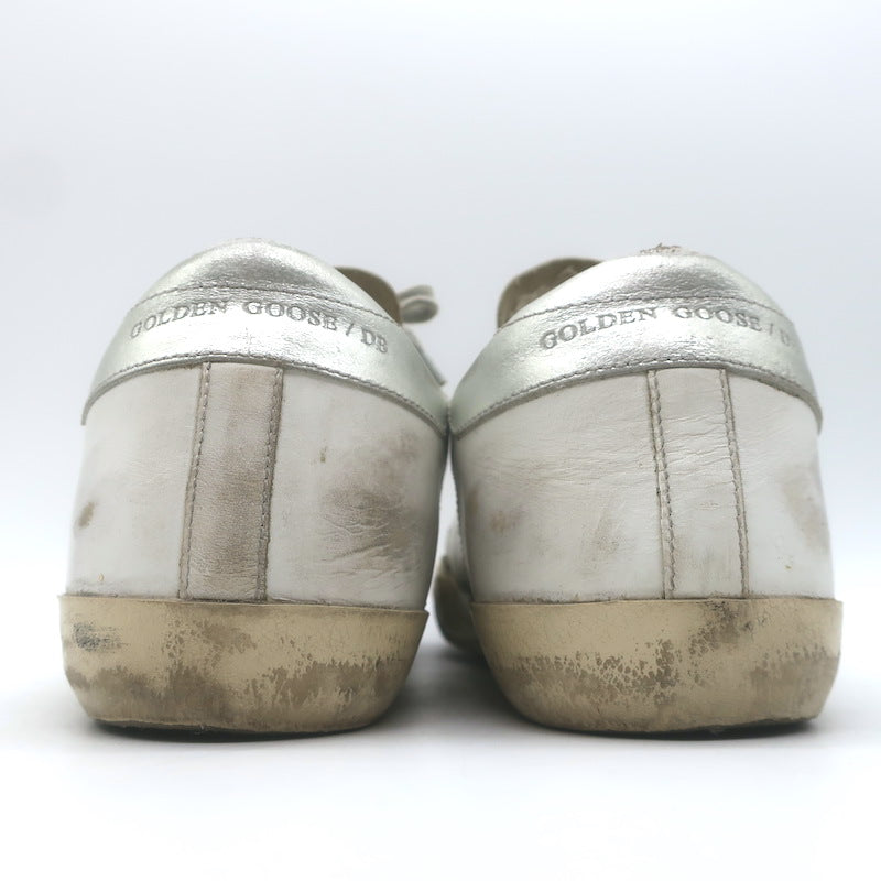 Golden Goose Superstar Glitter Star Sneakers White Leather Size 40