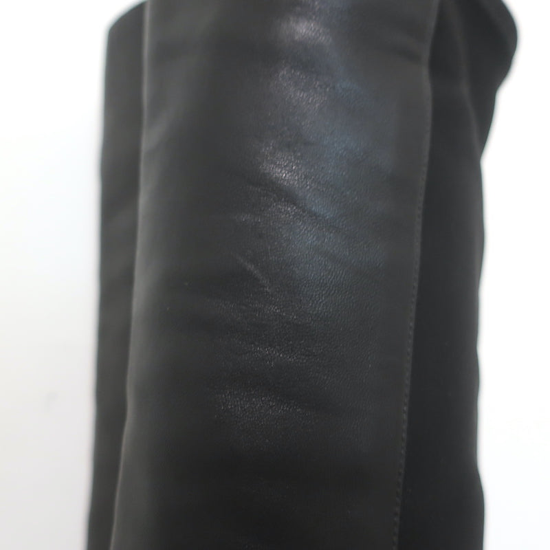 Stuart Weitzman 5050 over-the-knee black leather boots with stretch shaft — pre-owned, authentic luxury