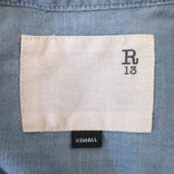 R13 Crossover Utility Bubble Shirt Vintage Blue Chambray Cotton Size Extra Small