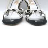 Valentino Free Rockstud Crisscross Sandals Black Suede & White Leather Size 36