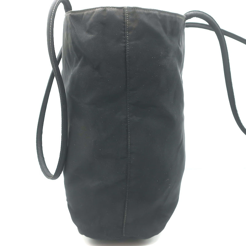 Vintage Prada Tessuto Nylon Medium Top-Zip Shoulder Bag Black
