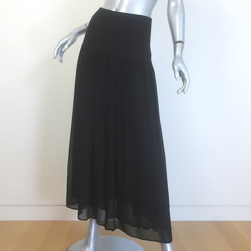 Ulla Johnson Miya Drop-Waist Gathered Maxi Skirt Black Wool-Silk Size Small NEW
